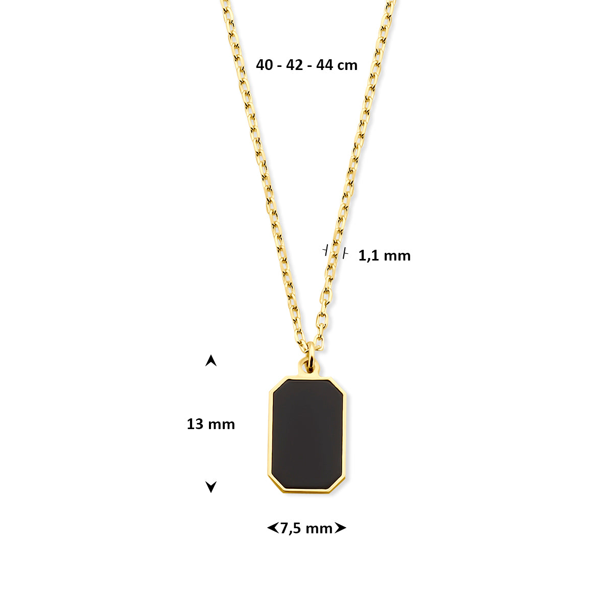 Onyx-Halskette 40 - 42 - 44 cm 14K Gelbgold