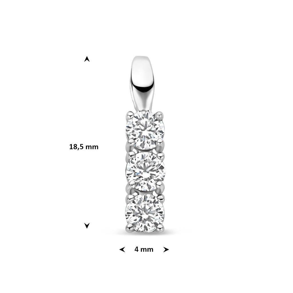 hanger zirkonia 18,5 mm zilver gerhodineerd - rechthoek