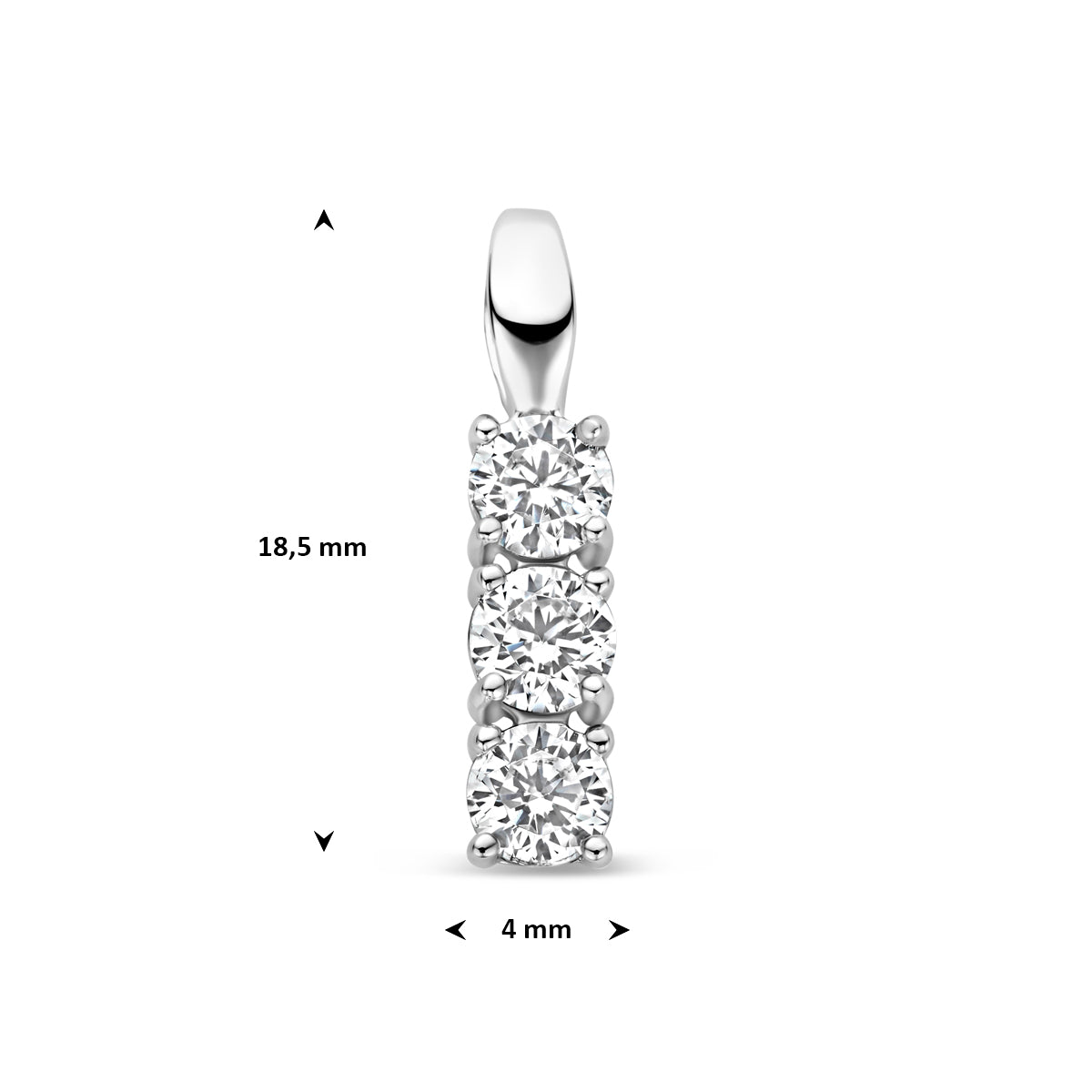 hanger zirkonia 18,5 mm zilver gerhodineerd - rechthoek