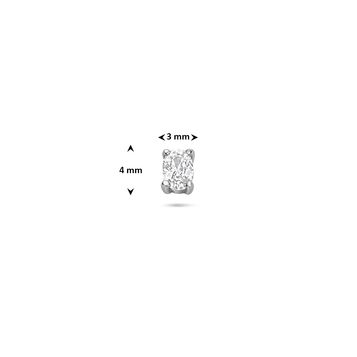 flat back piercing ovaal zirkonia 4 mm zilver gerhodineerd