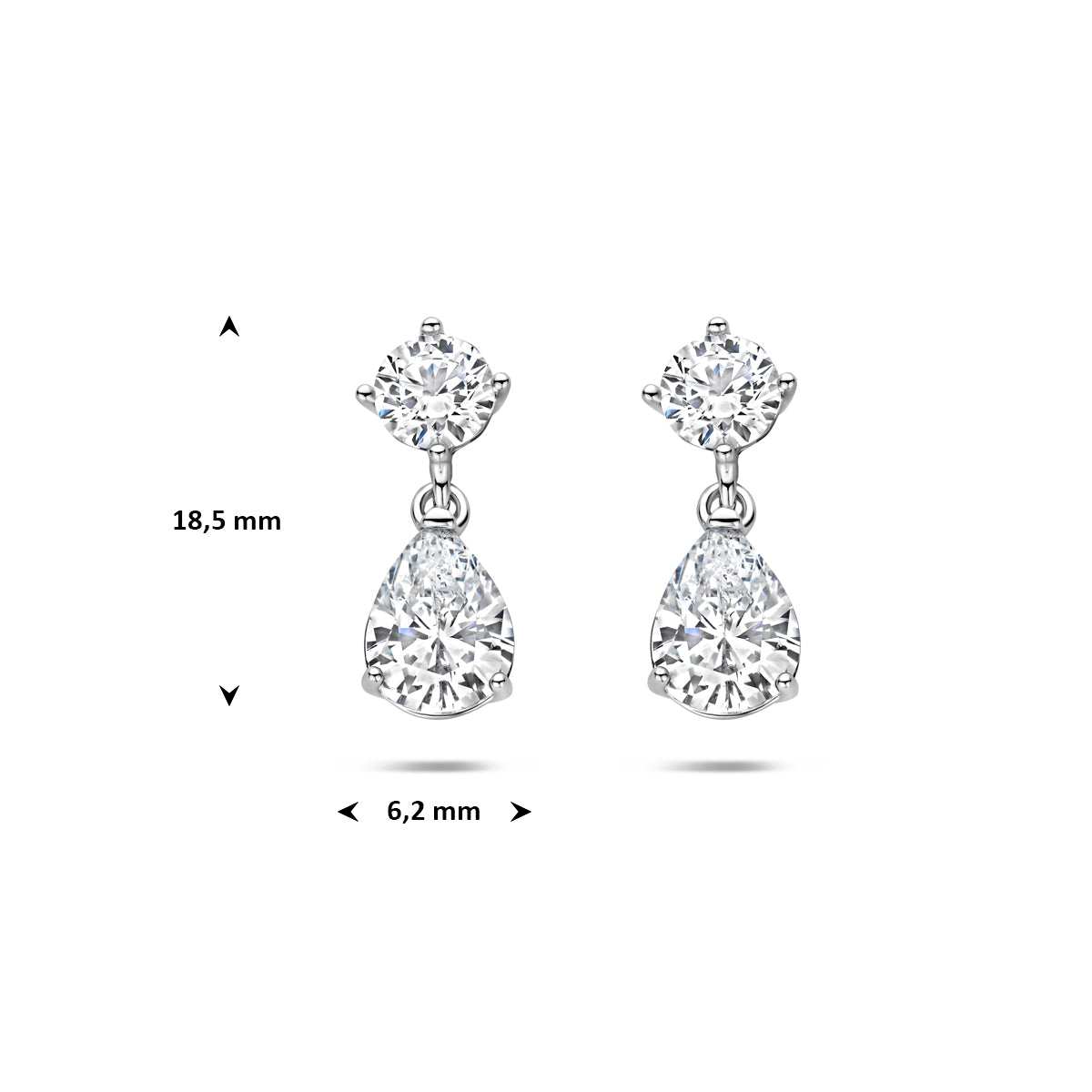 Ohrhänger Zirkonia 18,5 mm Silber rhodiniert