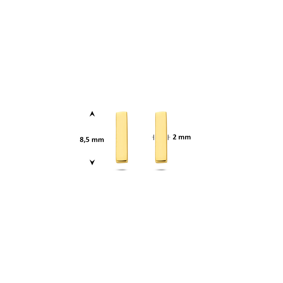 Ohrstecker Balken 8,5 mm 14K Gelbgold
