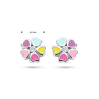 Ohrstecker Blume Zirkonia Emaille Silber rhodiniert