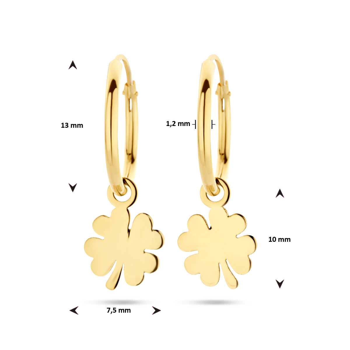 Ohrringe Kleeblatt 14K Gelbgold