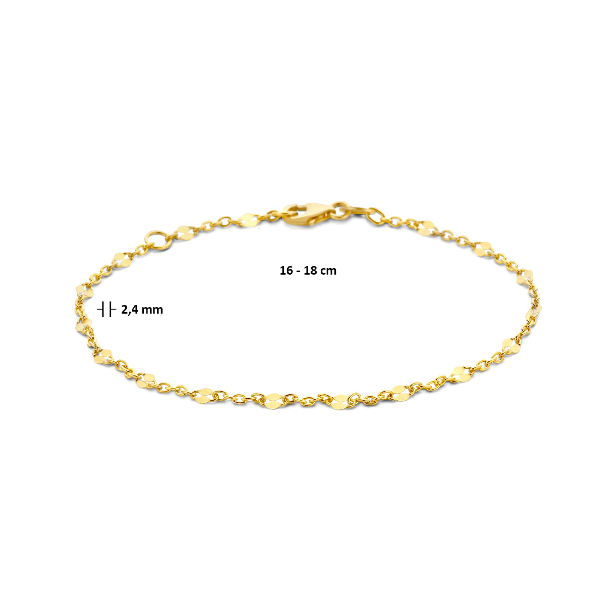 Armband Anker mit Abstandshalter 16 - 18 cm 14K Gelbgold