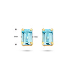 oorknoppen blauw topaas 14K geelgoud