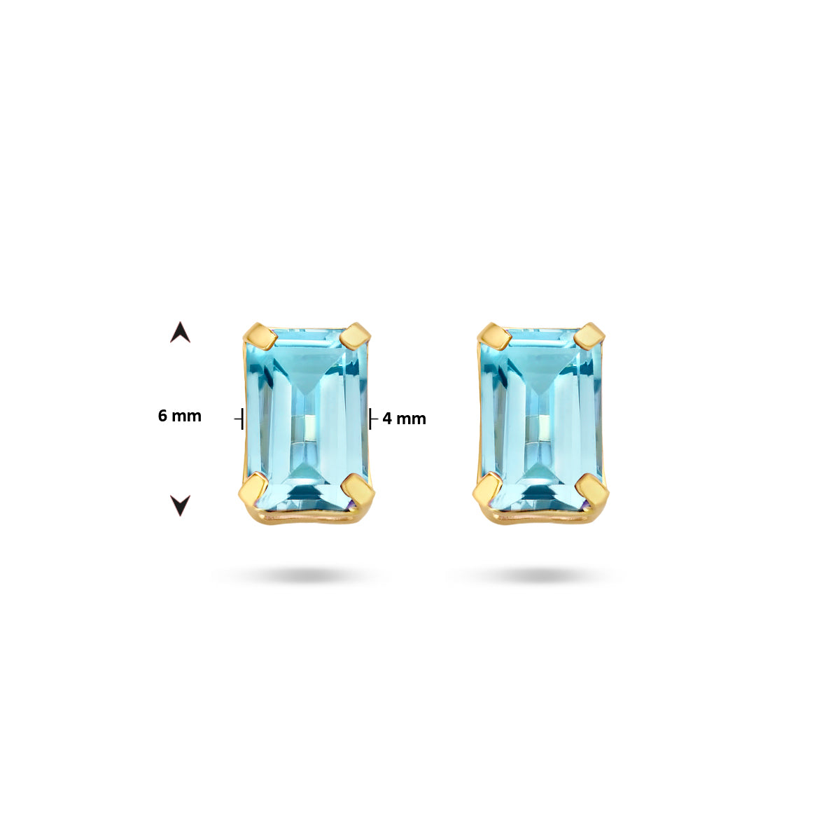 oorknoppen blauw topaas 14K geelgoud