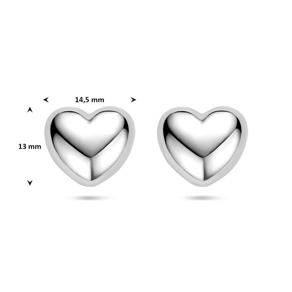 Ohrstecker Herz 13 mm Silber rhodiniert
