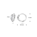 klapoorringen zirkonia 11 mm zilver gerhodineerd