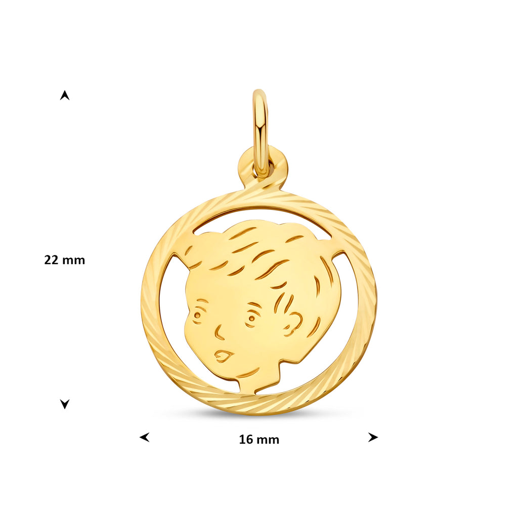hanger jongen gediamanteerd 16 mm 14K geelgoud