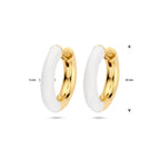 klapoorringen wit emaille 4 mm 1 micron zilver verguld (geel)