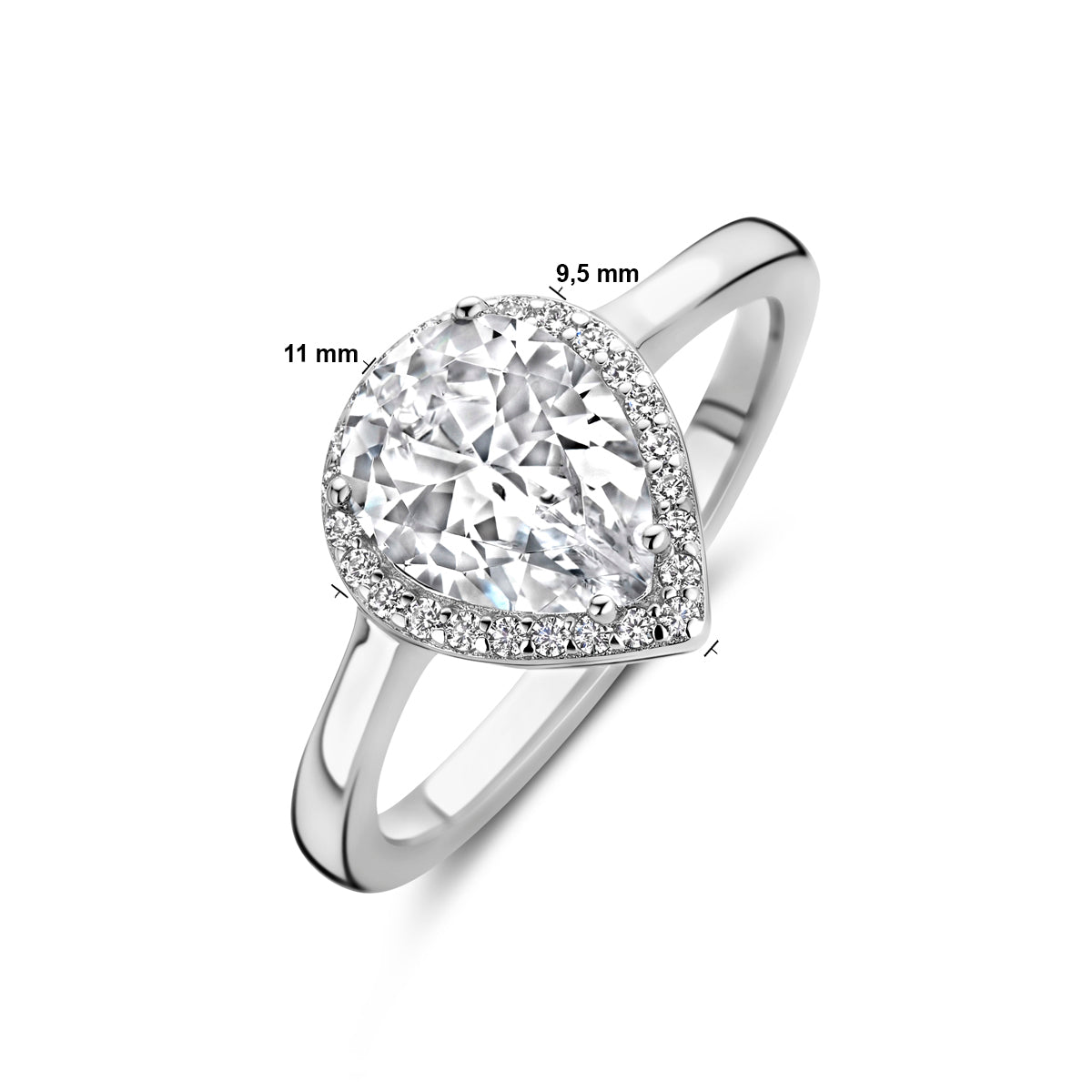 Ring weiß Zirkonia Halo Silber rhodiniert