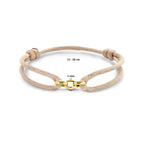 Armband satinbeige 13 - 26 cm 14K Gold mit Kautschuk/Nylon/Leder