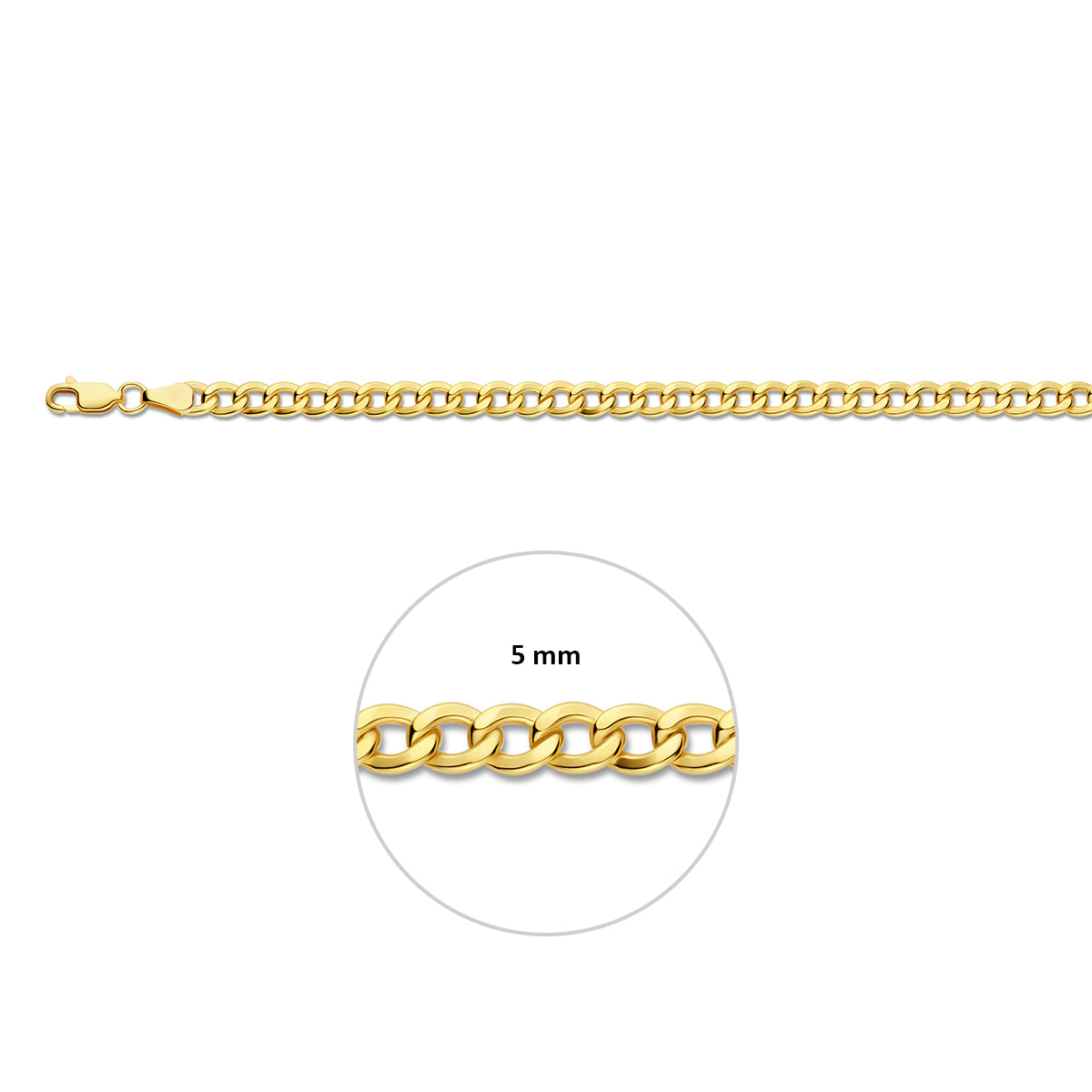 gourmette 4 zijdes geslepen massief 5,0 mm silgold (geel met zilverkern)