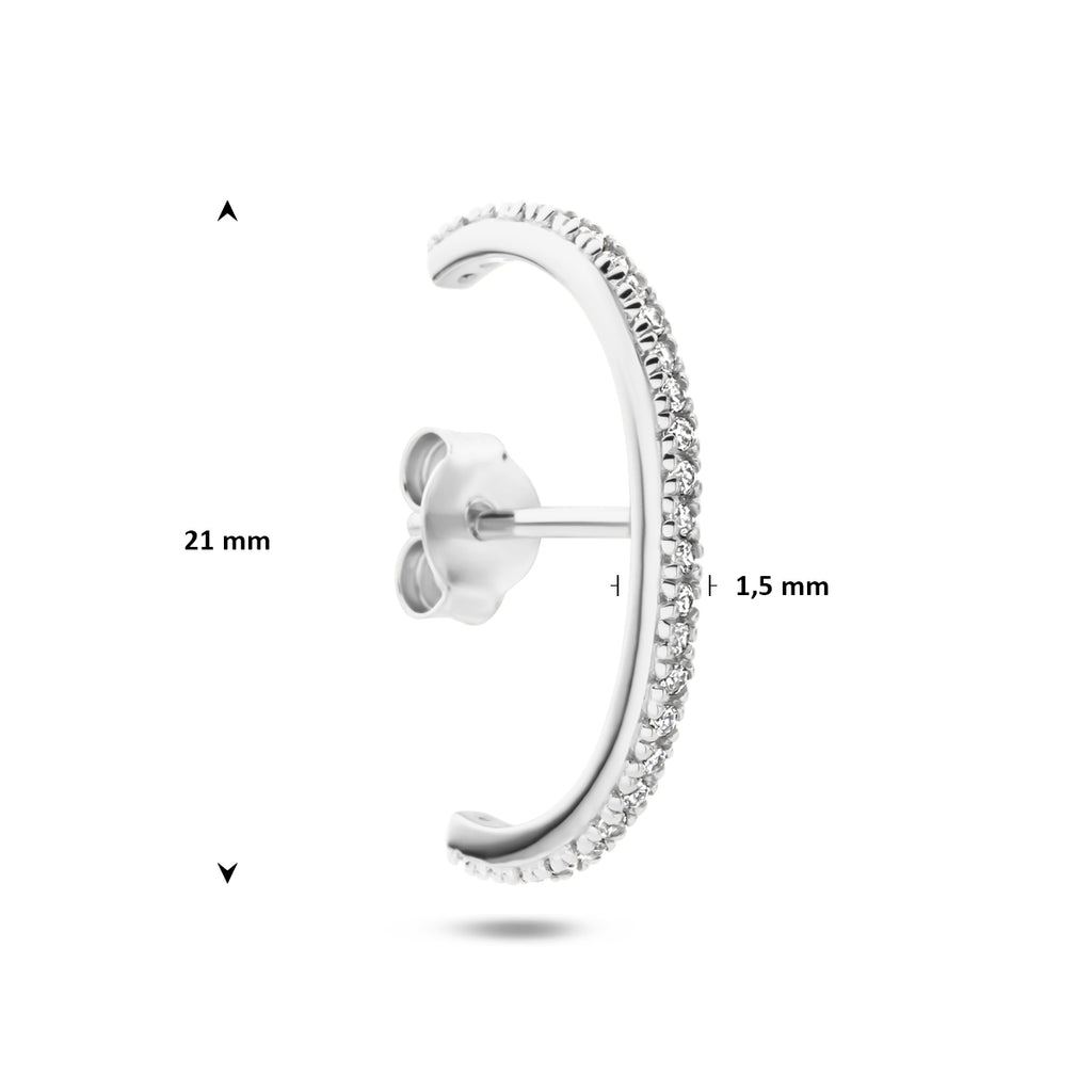 suspender oorbel zirkonia 21 mm zilver gerhodineerd
