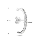 suspender oorbel zirkonia 21 mm zilver gerhodineerd