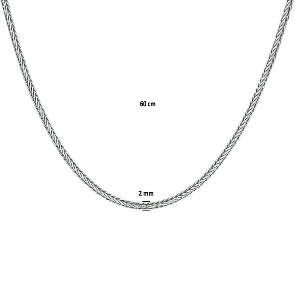 Halskette Oxi Fuchsschwanz 2,0 mm Silber oxidiert