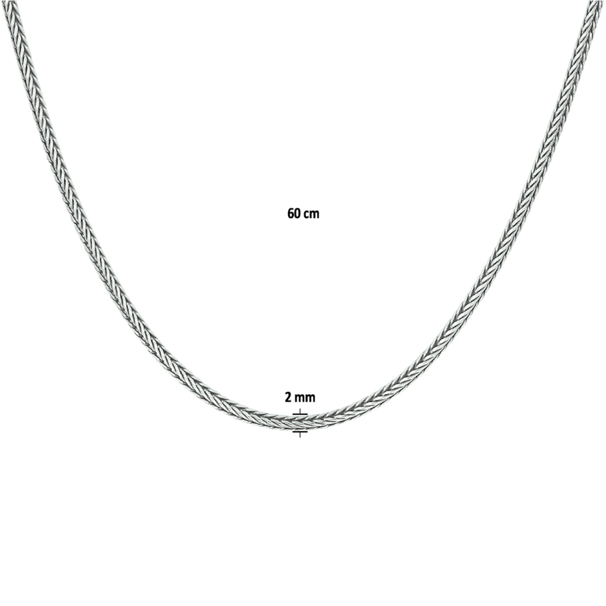 Halskette Oxi Fuchsschwanz 2,0 mm Silber oxidiert