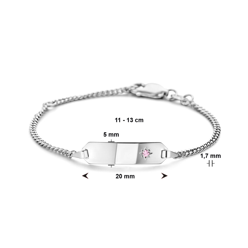 Gravurarmband Zirkonia Plättchen 5,0 mm 11 - 13 cm Silber rhodiniert