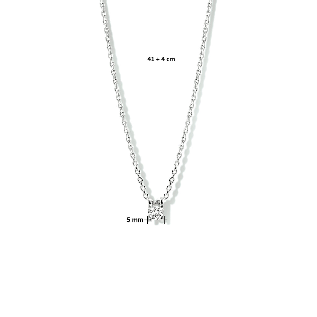 Halskette Zirkonia 41 + 4 cm Silber rhodiniert