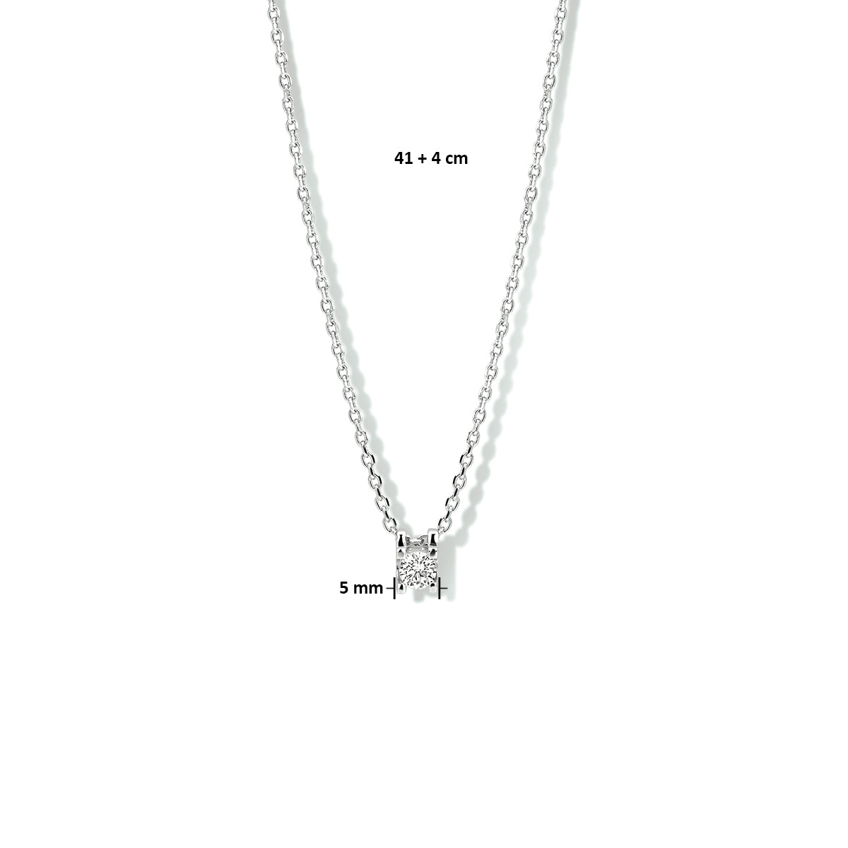 Halskette Zirkonia 41 + 4 cm Silber rhodiniert