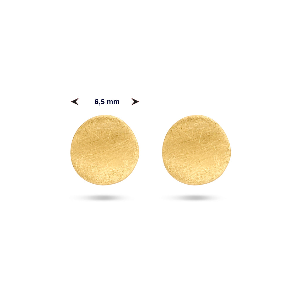 oorknoppen scratch 14K geelgoud - rond