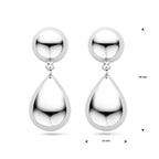 oorhangers half bol en druppel 40 mm zilver gerhodineerd