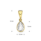 9k hanger zirkonia peer 7,5 mm 9K geel - druppel/komma/pegel