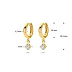 oorringen zirkonia 16,5 mm 14K geelgoud - rond
