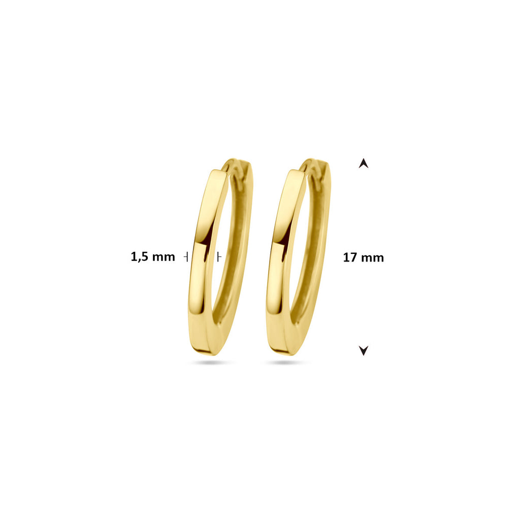klapoorringen 17 mm 14K geelgoud