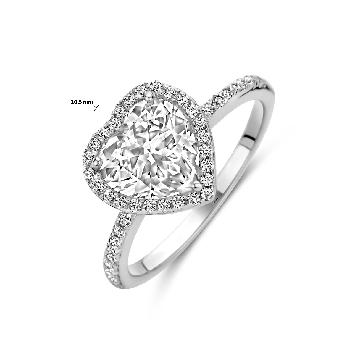Ring Herz Zirkonia Silber rhodiniert