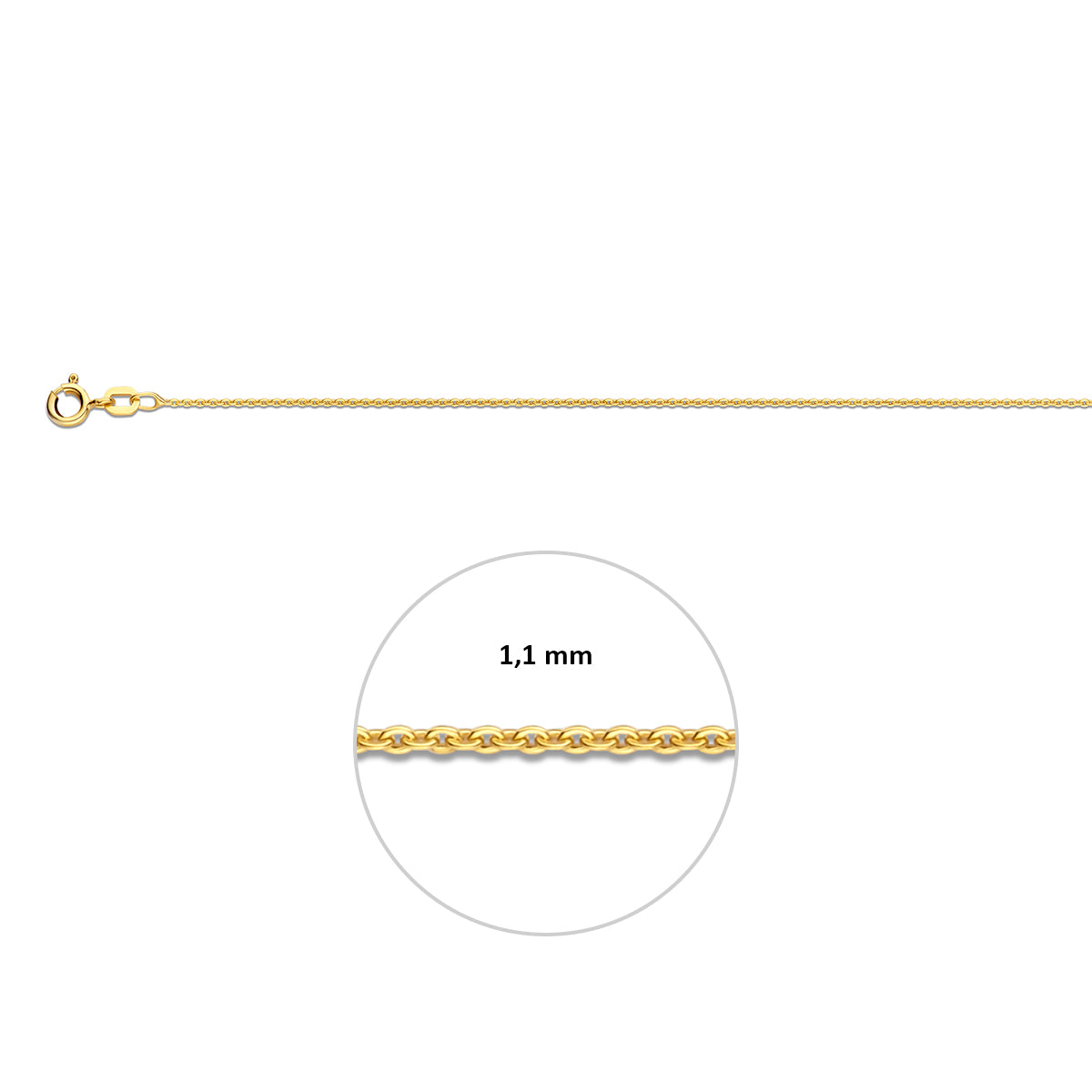 anker plat 1,1 mm 3 micron zilver verguld (geel)