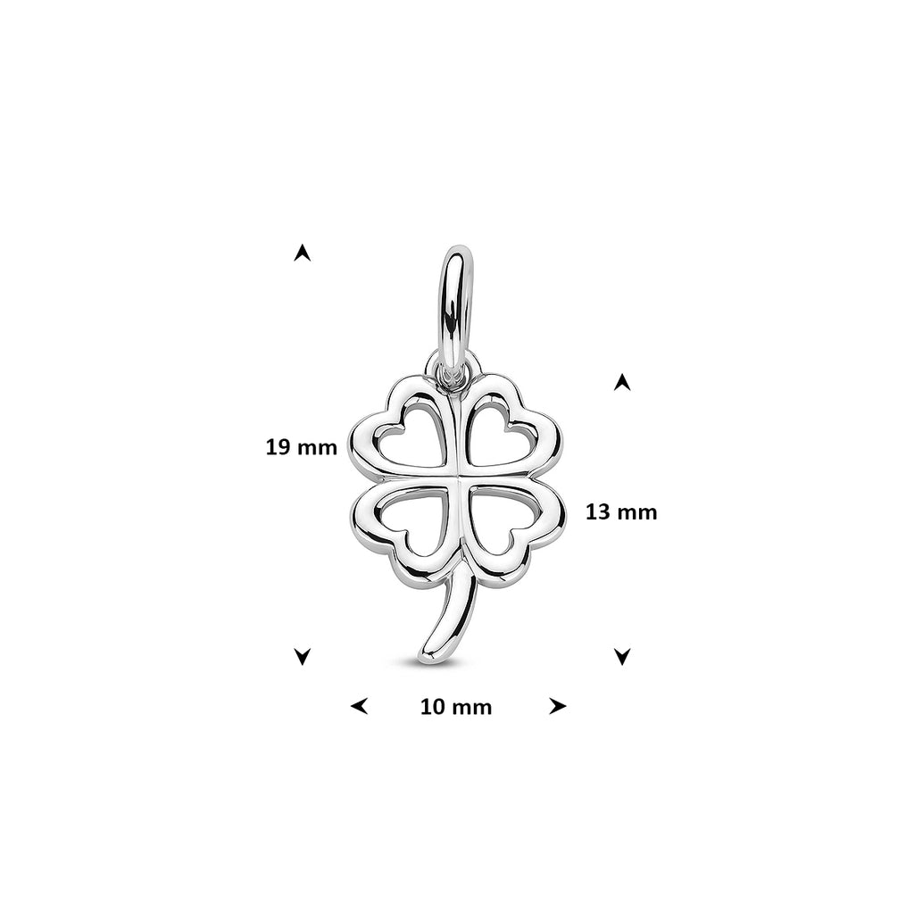 hanger klavertje 13 mm zilver gerhodineerd