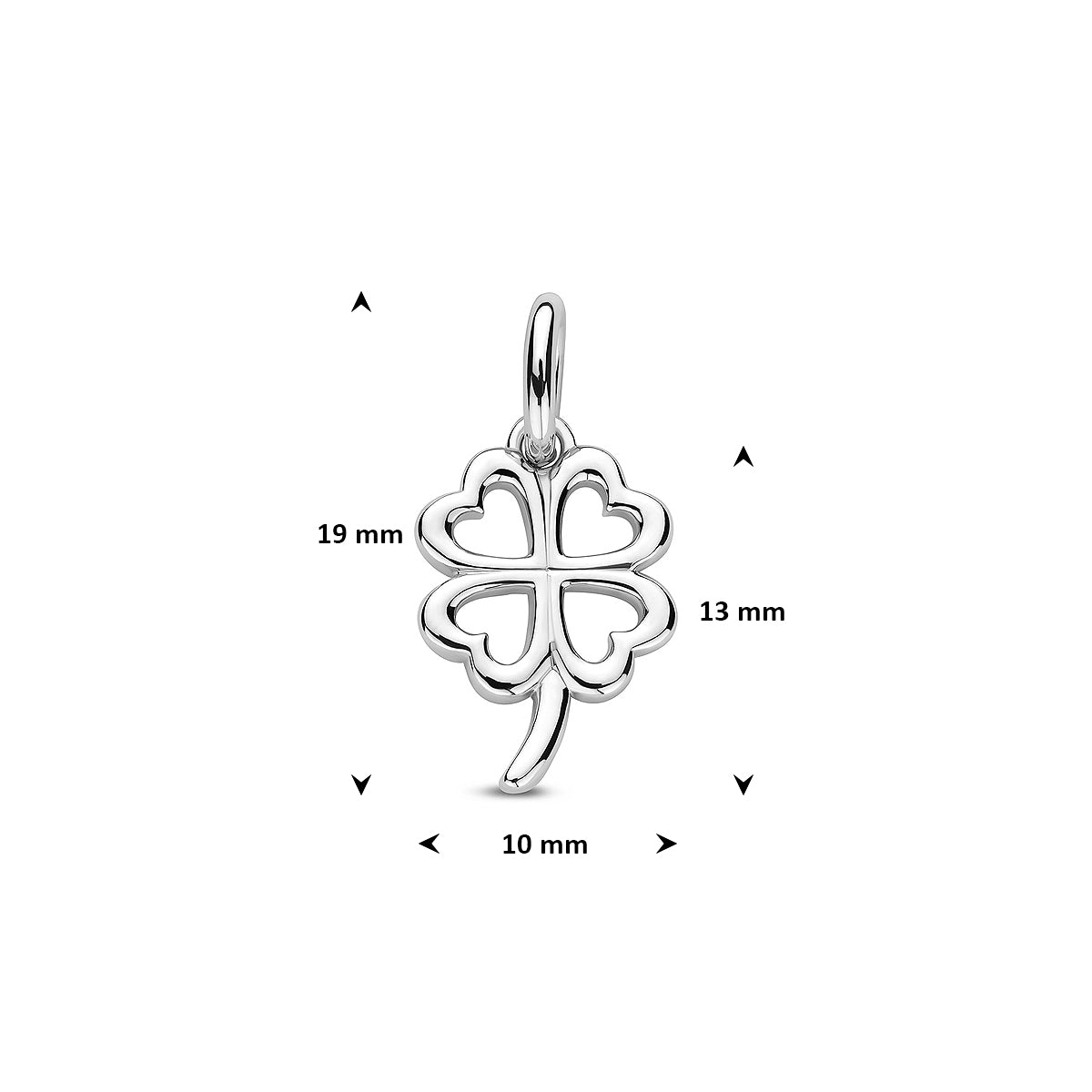 hanger klavertje 13 mm zilver gerhodineerd