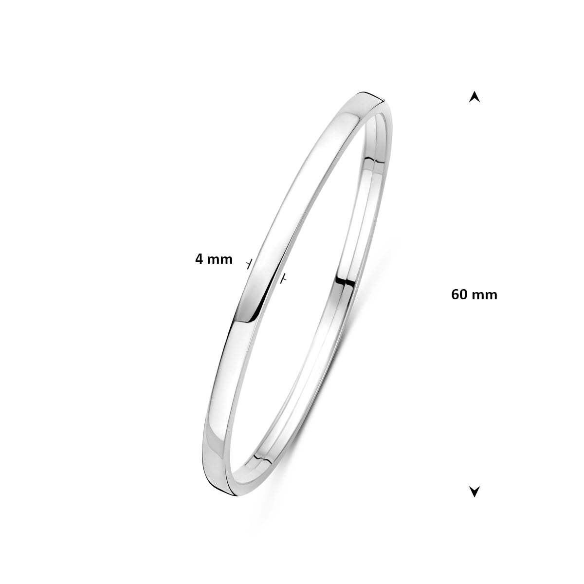 bangle dop 4 mm vlakke buis zilver wit