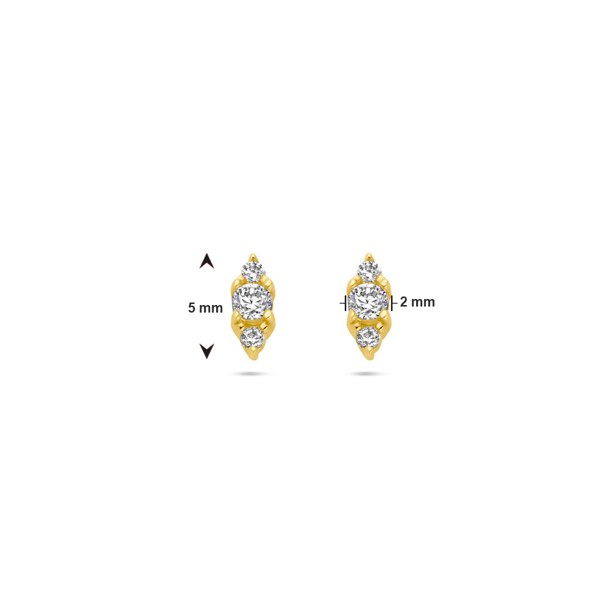 Ohrstecker Zirkonia 5 mm 14K Gelbgold