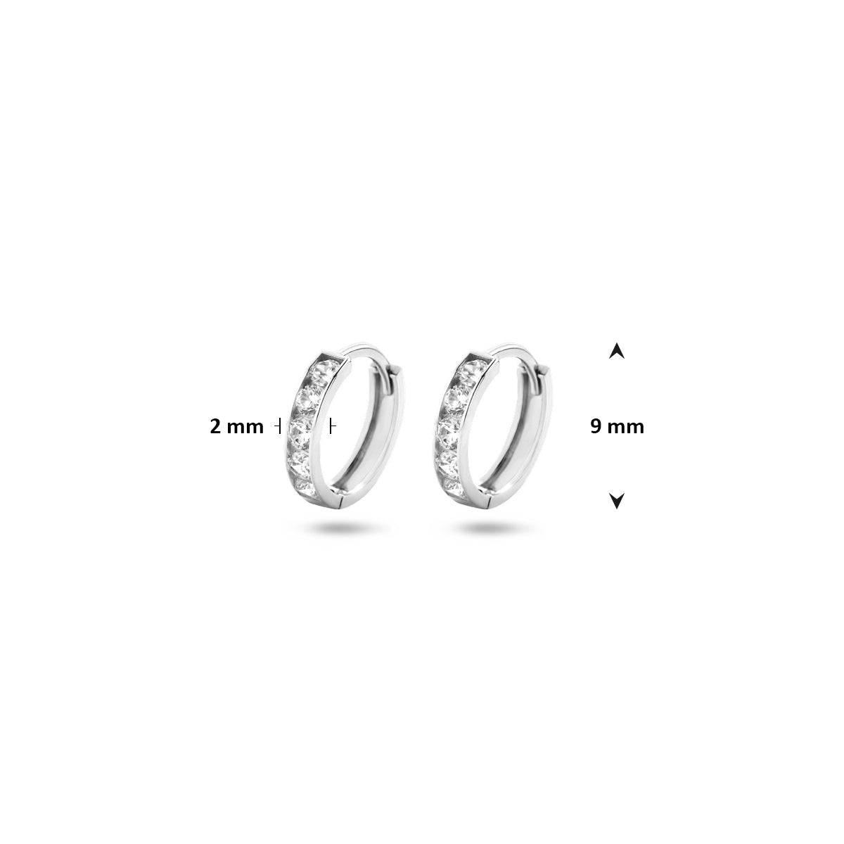 Klappcreolen Zirkonia 9 mm 14K Weißgold