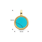 hanger rondje synth. turquoise ion plating edelstaal