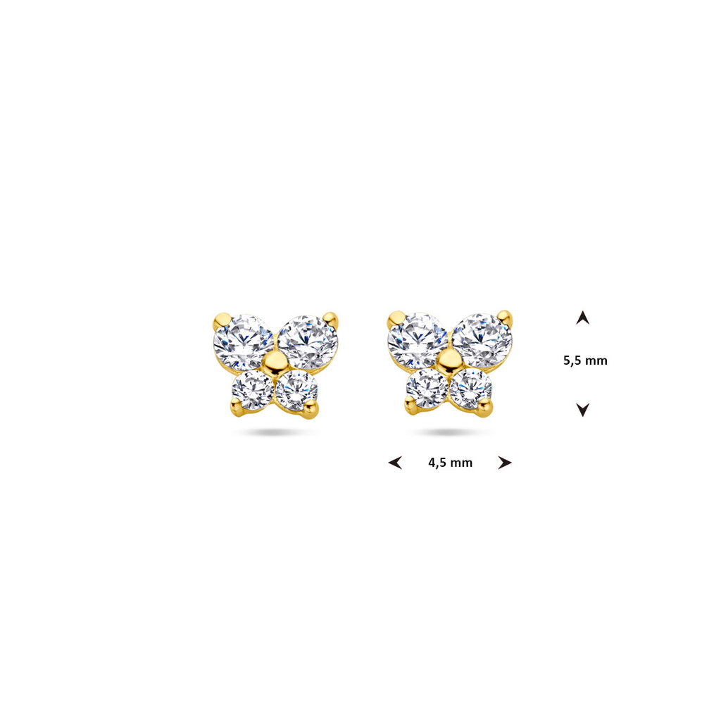 Ohrstecker Schmetterling Zirkonia 14K Gelbgold
