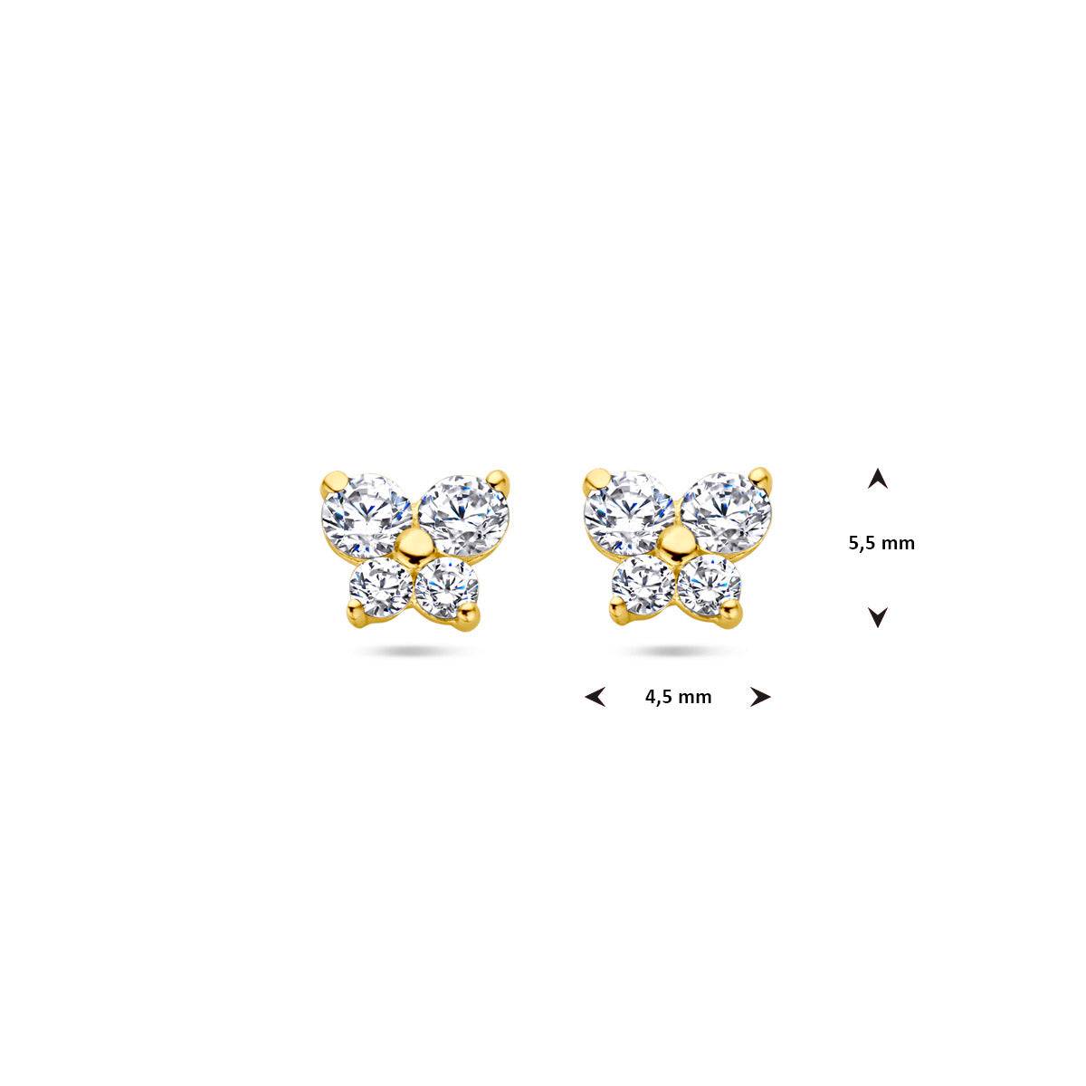 Ohrstecker Schmetterling Zirkonia 14K Gelbgold