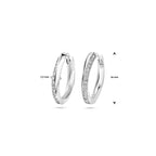 klapoorringen zirkonia 16 mm zilver gerhodineerd