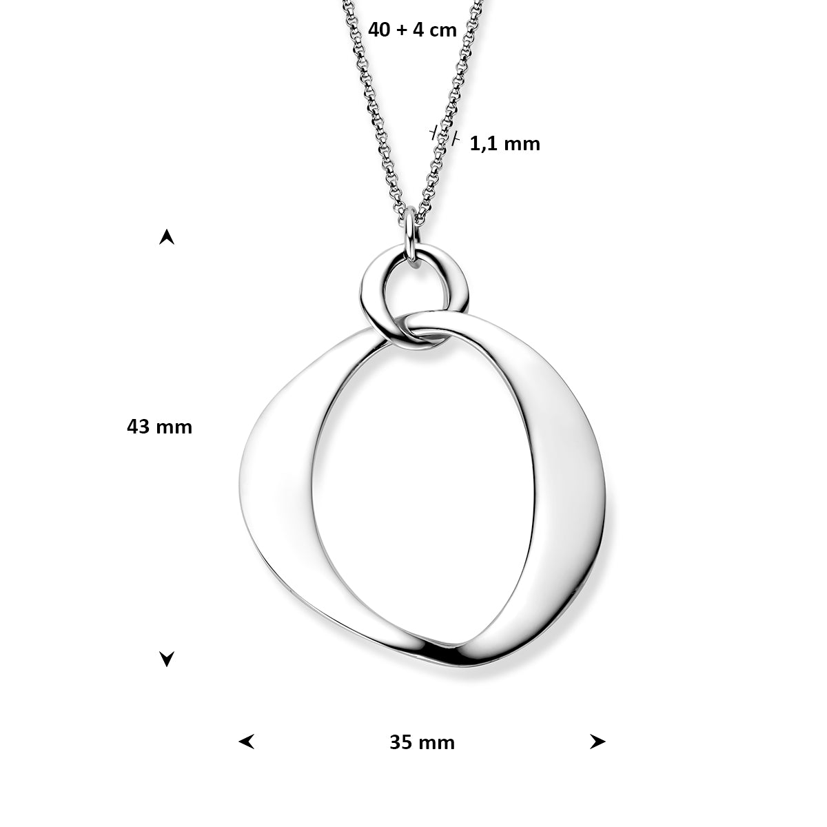 Halskette 40 + 4 cm Silber rhodiniert
