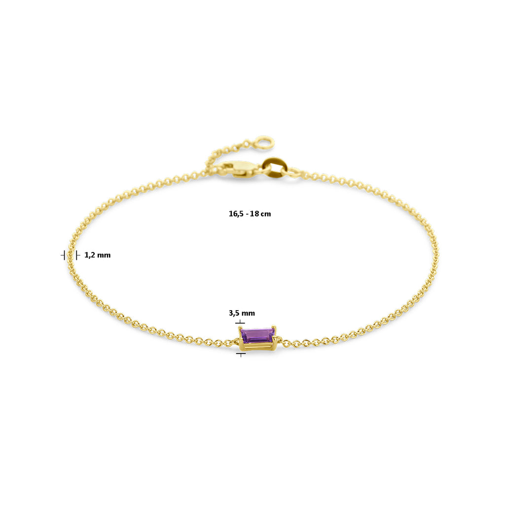 Armband Amethyst 16,5 - 18 cm 14K Gelbgold