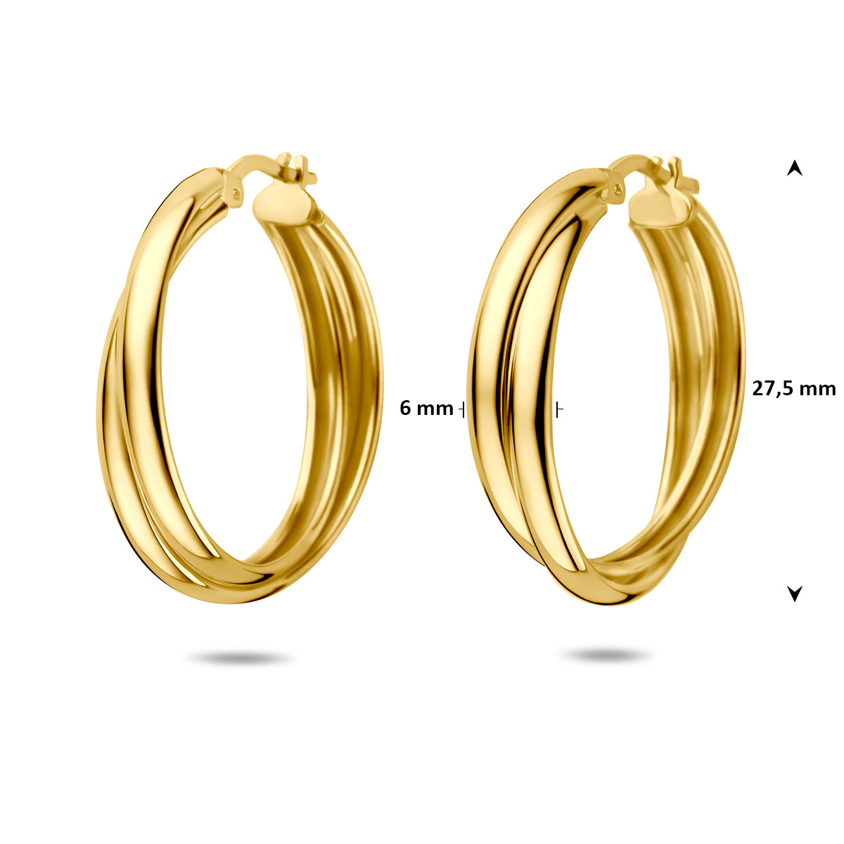 oorringen 27,5 mm 1 micron zilver verguld (geel)