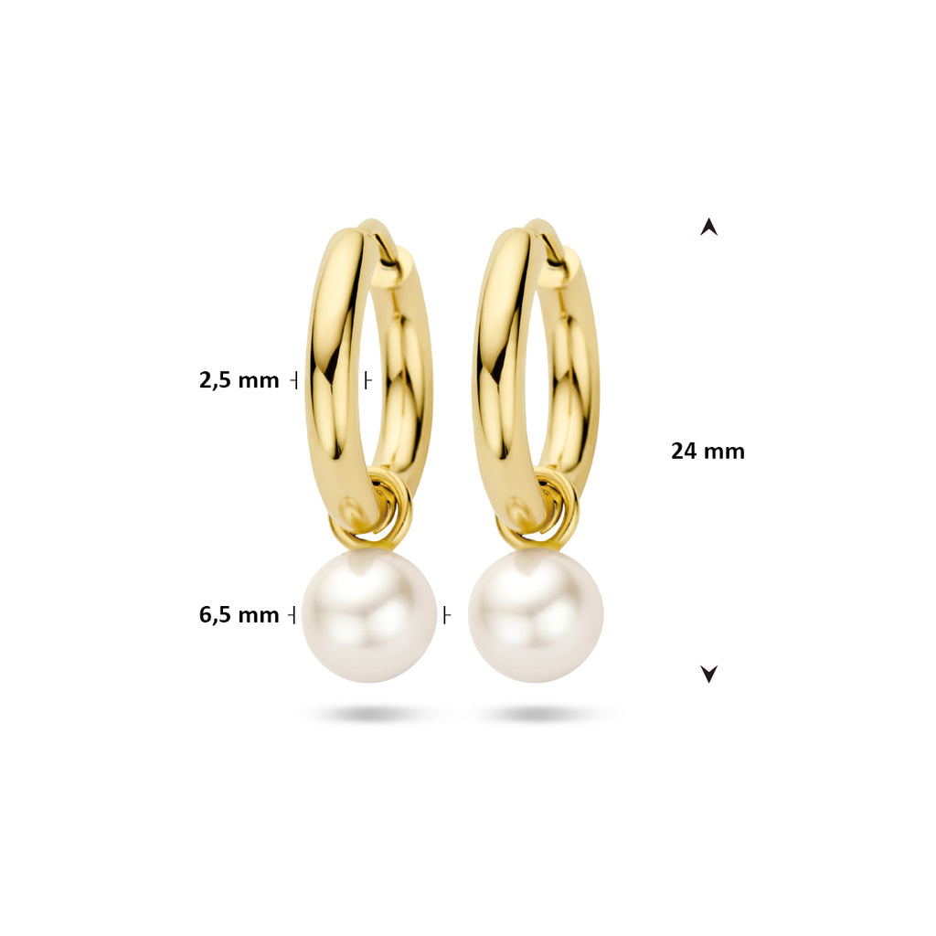 klapoorringen parel 24 mm 14K geelgoud - rond