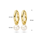 klapoorringen parel 24 mm 14K geelgoud - rond