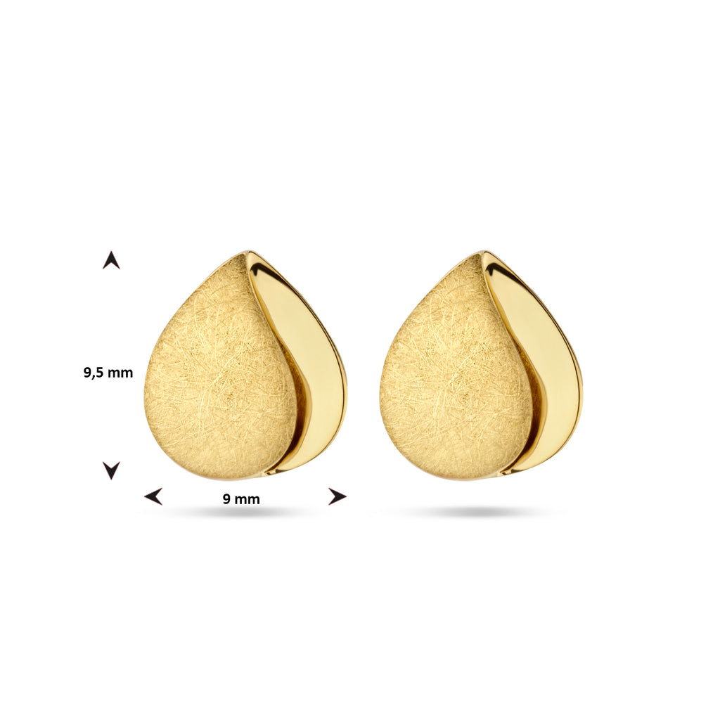 oorknoppen poli/mat 14K geelgoud - druppel/komma/pegel