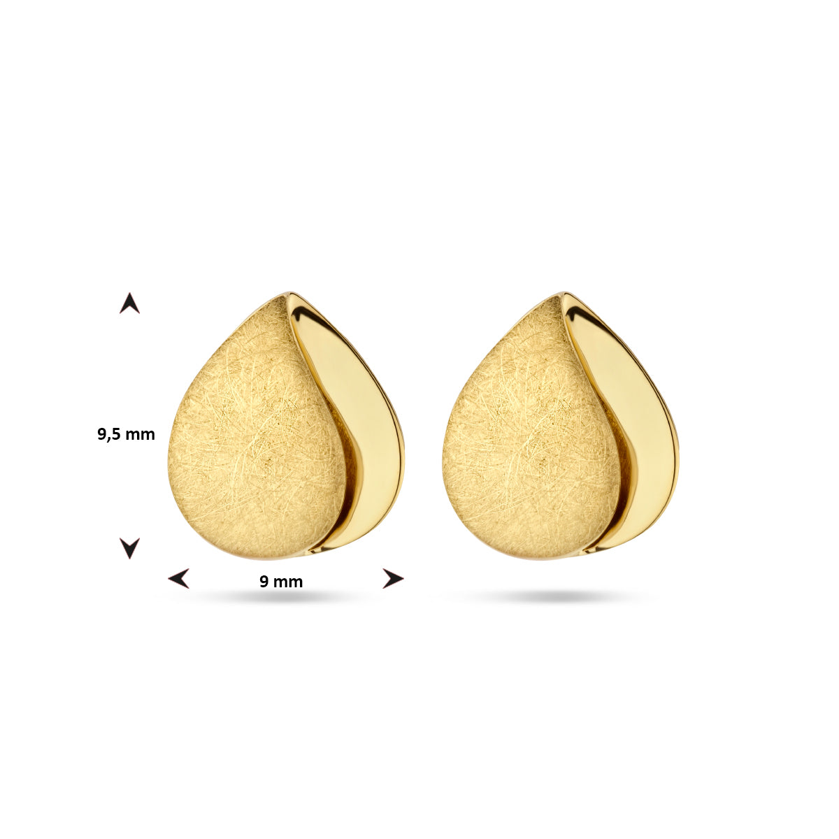 oorknoppen poli/mat 14K geelgoud - druppel/komma/pegel