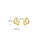 oorknoppen poli/mat diamant 0.02ct (2x 0.01ct) h si 9,5 mm 14K geelgoud