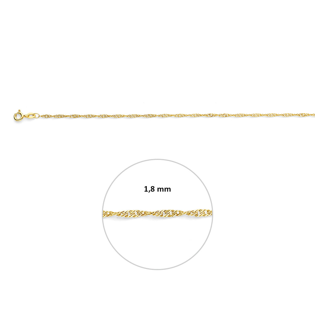Fußkettchen Singapur 1,8 mm 14K Gelbgold